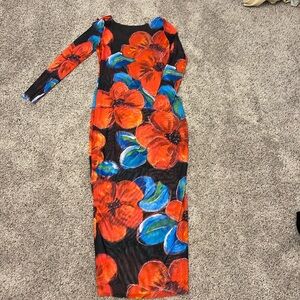 flower mesh maxi dress